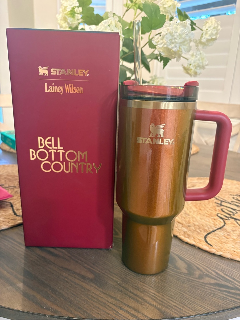 Stanley Copper-Bronze Insulated Travel Mug with Pink Handle NIB